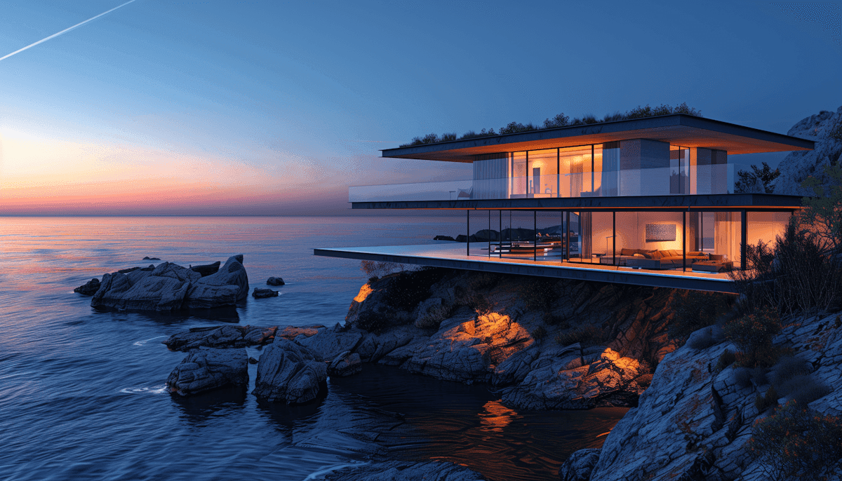 modern house on the shore